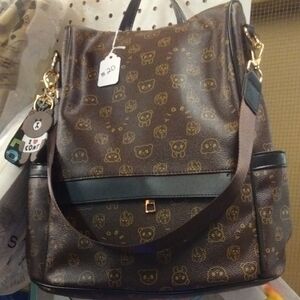 Brown Bear Patterned Women's Bag